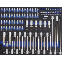 Baumarktplus 6 x Werkstattwageneinlagen 520 x 400 mm bestückt mit 254 Teilen Chrom-Vanadium Werkzeug blau