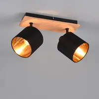 Trio R81332030 Deckenleuchte Tommy, holz/schwarz/gold, Länge 30 cm, 2-flg.