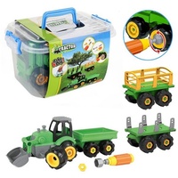 Toi-Toys Traktor + Anhänger mit Schraubendreher zum reparieren Trecker