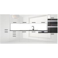 Belini Küchenzeile Küchenblock Naomi - Küchenmöbel 360 cm Einbauküche Vollausstattung ohne Elektrogeräten mit Hängeschränke und Unterschrä...