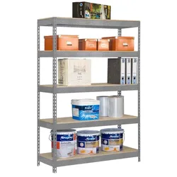 PROREGAL Schwerlastregal WOOD YETI LIGHT FIVE | HxBxT 200x100x60cm | Fachlast 300kg | Verzinkt