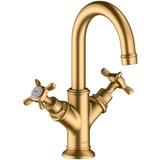 Hansgrohe Axor Montreux 2-Griff Waschbeckenarmatur 160 mit Kreuzgriffen und Ablauffernbedienung Brushed brass 16505950