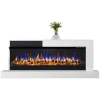 GLOW FIRE Elektrokamin Insert Edge Wandkamin elektrisch mit Heizung, mit Heizfunktion bis 1600W, Fernbedienung & Abschaltautomatik weiß 127.3 cm