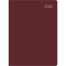 Zettler Taschenkalender bordeaux 2026 - Bürokalender 10,2x14,2 - 1 Tag auf 1 Seite - flexibler Kunststoffeinband - Stundeneinteilung 7 - 19 Uhr - 610-1011