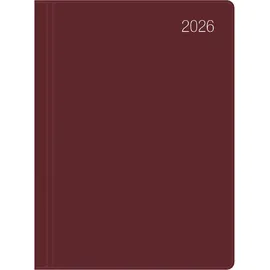 Zettler Taschenkalender bordeaux 2026 - Bürokalender 10,2x14,2 - 1 Tag auf 1 Seite - flexibler Kunststoffeinband - Stundeneinteilung 7 - 19 Uhr - 610-1011