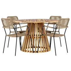 Ebuy24 LumpurLindos Gartenset 1 Esstisch, 4 Stühle natur.