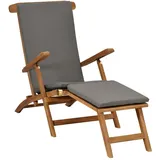 vidaXL Liegestuhl mit Auflage Dunkelgrau Massivholz Teak