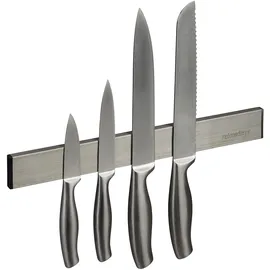 Relaxdays Magnetleiste Edelstahl, selbstklebend, 30 cm lang, Wand Magnetschiene für Messer & Werkzeug, silber/schwarz