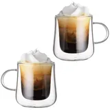 hausleben 2er Set Mundgeblasene Doppelwandige Thermogläser – Hitzebeständige Latte Macchiato & Kaffeegläser Teeglas, Espresso, Capuccino Verschieden Größen (300ml)
