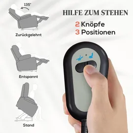 Homcom Fernsehsessel mit Aufstehhilfe Elektrisch Relaxsessel mit Liegefunktion, Wärmefunktionen, Massagefunktion, Massagesessel mit Fernbedienung, Dunkelgrau