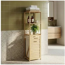 [en.casa] Badregal mit Wäschesammler Anun 130x36x33 cm Bambus Holzfarben [en.casa]