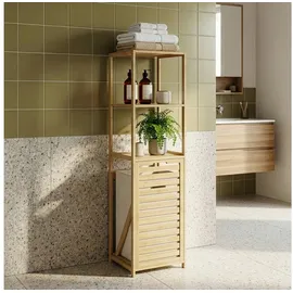 [en.casa] Badregal mit Wäschesammler Anun 130x36x33 cm Bambus Holzfarben [en.casa]