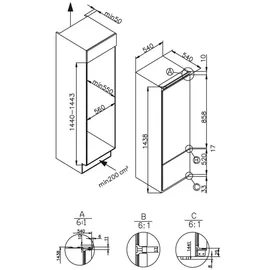 Amica EKGC 16156 Einbau-Kühlgefrierkombination (212 l, 1440 mm hoch)