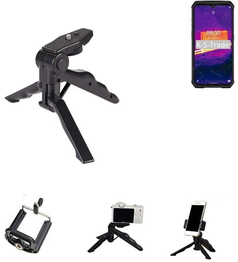 K-S-Trade für Ulefone Armor 9 Smartphone-Halterung, (Stativ Tisch-Ständer Dreibein Handy-Stativ Ständer Mini-Stativ) schwarz