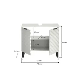 xonox.home Waschbeckenunterschrank Riff Weiß Nachbildung 59 cm x 70 cm x 34 cm