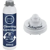 GROHE Blue - Reinigungskartusche mit Adapter (für Blue Pure, Home & Professional, 100 Prozent Desinfektion und Reinigung von Kühler/Filterkopf/Adapter, Adapter wiederverwendbar) 40434001, 40694000