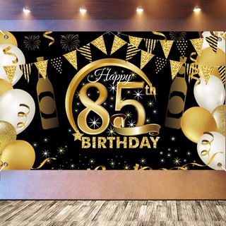 PLATEYTR 85. Geburtstag Party Dekoration,Banner 85 Geburtstag Roségold,Extra Große Fotografie Hintergrund Schild Poster für 85 Geburtstag Party Kuchen/Tabelle/Mauer/Garten Dekoration