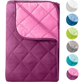 Wometo Microfaser Sommer Steppbett 155x220 lila & pink / OEKO-TEX / kochfest 95° / Leichtsteppbett für heiße Tage / ohne Bezug verwendbar
