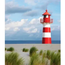 BREUER Badrückwand, Muster: Fotomotiv: Leuchtturm, Aluminium-Verbundplatte - bunt