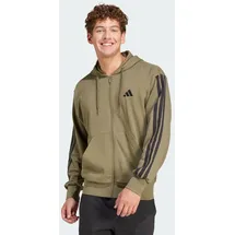 adidas Essentials 3-Streifen French Terry Kapuzenjacke Olive Strata / Black XS