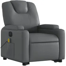 vidaXL Massagesessel mit Aufstehhilfe Kunstleder 144 x 78,5 x 0 cm Grau elektrisch