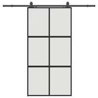 vidaXL Schiebetür mit Beschlag Schwarz 102,5x205 cm Hartglas