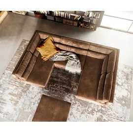 DeLife Wohnlandschaft Elio Lederimitat Vintage Braun Antik mit Hocker