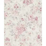 Rasch Textil Rasch 516029 Selection Vliestapete , Mehrfarbig (Floral Rosa/Creme/Silber), 10,05 x 0,53 m