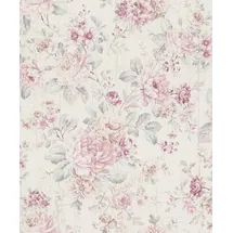 Rasch Textil Rasch 516029 Selection Vliestapete , Mehrfarbig (Floral Rosa/Creme/Silber), 10,05 x 0,53 m