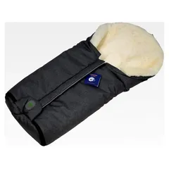 Baby Fußsack ESKIMO | echtes Merino Lammfell | Mumienform | mit Reißverschluss | für Kinderwagen, Buggy und Stroller | anthrazit