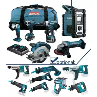 MAKITA Akku Reciprosäge Trockenbau Magazinschrauber 18V Elektro-Werkzeug Set RTJ