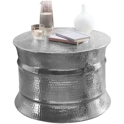 KADIMA DESIGN Runder orientalischer Couchtisch ENNS: Aluminium, Hammerschlag Look, Handgefertigt, Stabilität, Langlebigkeit