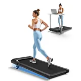 DeerRun Walking Pad mit 6% Steigung, Unter Schreibtisch Laufband für Home Office und Zuhause, Kompaktes Laufband mit App, Fernbedienung und LED-Anzeige, bis 136 kg
