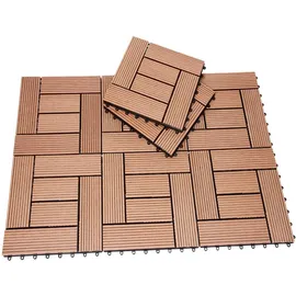 CASARIA WPC Fliesen 1m2-6m2 Terrassenfliesen Set Holzfliesen 30x30cm Balkon Pool Garten 66x Mosaik Terrakotta