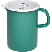 RIESS Riess, 0338-111, Küchenmaß Ø 9cm, NATURE GREEN DARK, Grün, Emaille, Vol. (rec.): 1,0 Liter, Made in Österreich, LBH: 16,3x11,5x14,9cm, 0,431kg, Deckel, Induktionskocher kompatibel, Ofenfest