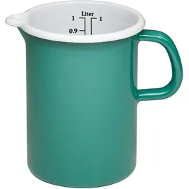 RIESS Riess, 0338-111, Küchenmaß Ø 9cm, NATURE GREEN DARK, Grün, Emaille, Vol. (rec.): 1,0 Liter, Made in Österreich, LBH: 16,3x11,5x14,9cm, 0,431kg, Deckel, Induktionskocher kompatibel, Ofenfest