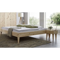 Natur24 Einzelbett Bett Zypern1020 Zirbe 90x220cm Komforthöhe 46cm ohne Kopfteil braun