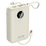 DUDAO K14+ 20000mah 22.5W Usb-c/usb-a Powerbank Mit Integriertem Iphone Lightning/usb-c-kabel – Weiß