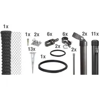 GAH Alberts Alberts® Set Maschendrahtzaun,anthr.-met.,m.Bodenh.,Höhe:800mm,Länge:25m 634629