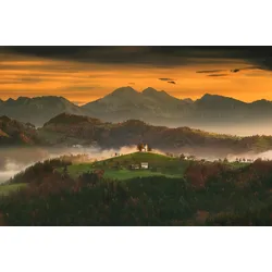 Fototapete PAPERMOON "Photo-Art KRZYSZTOF BROWKO, KIRCHE", bunt, B:4,50m L:2,80m, Vlies, Tapeten