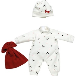 Llorens Puppenkleidung Pyjamaset mit Mütze und Kuscheltuch, 35-38 cm, Made in Europe rot|weiß