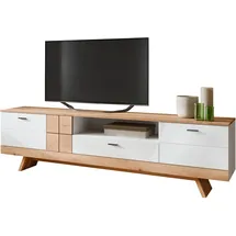 Die Möbelfundgrube Oreta TV-Lowboard 216x62x45 cm Weiß Hochglanz/Eiche MDF/Spanplatte