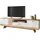 Die Möbelfundgrube Oreta TV-Lowboard 216x62x45 cm Weiß Hochglanz/Eiche MDF/Spanplatte