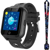 (Schwarz) A9 Smart Game Watch für Kinder, 18 Spiele Smartwatch für Kinder mit Trageband, Taschenlampe, MP3-Musik, Kindergeschenke - Schwarz