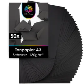 OfficeTree Tonpapier Schwarz A3 130g 50 Blatt