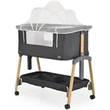 Cangaroo Beistellbett Adoro, verstellbar, Matratze, Moskitonetz, Räder schwarz