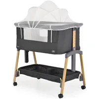 Cangaroo Beistellbett Adoro, verstellbar, Matratze, Moskitonetz, Räder schwarz