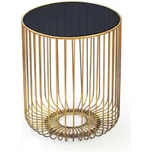 FineBuy Beistelltisch Gold Metall Glas 40 x 40 x 47 cm