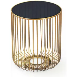 FineBuy Beistelltisch Gold Metall Glas 40 x 40 x 47 cm