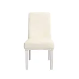 KFDZSW Esszimmerstuhlhussen Samt Stuhlhussen Hochlehner Stuhlhussen Stretch Stuhlhussen Dicke Für Hochzeit Bankett Party Home Decor (Cremeweiß,4 StüCk)